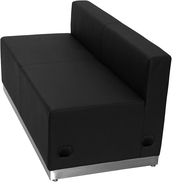 Flash Furniture HERCULES Alon Series Black LeatherSoft Loveseat with Brushed Stainless Steel Base