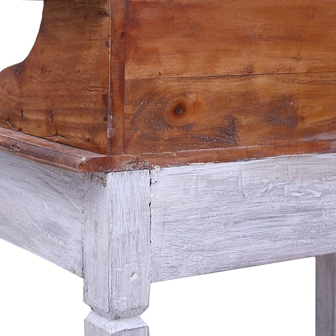 Wooden Writing Study Desk with Drawers Home Office Desk Writing Study Table PC Desk Workstation with Storage Drawer for Bedroom 35.4x19.7x39.8 Solid Reclaimed Wood Natural and White