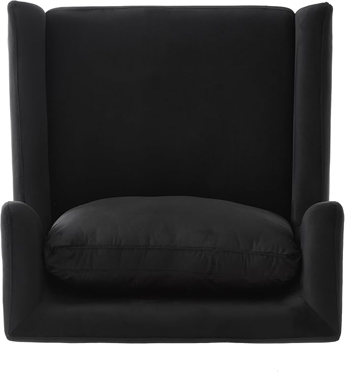 Merax Luxury Velvet Accent Chair Modern Mid-Century Armchair for Living Room Bedroom Reading Corner Comfortable Tufted Single Seater Sofa Chair with Iron Legs (Black)