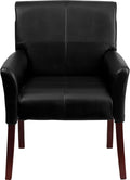 Flash Furniture Taylor LeatherSoft Upholstered Executive Side Reception Chair Lobby Chair with Cushions and Padded Arms Black