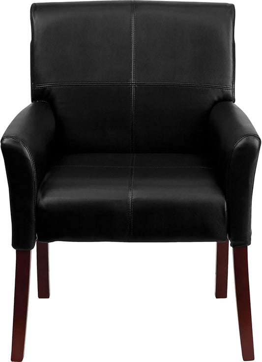 Flash Furniture Taylor LeatherSoft Upholstered Executive Side Reception Chair Lobby Chair with Cushions and Padded Arms Black