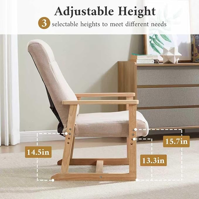 KCC Recliner Chair Adjustable Small Fabric Single Sofa with Ergonomic Back SupportAccent Chair for Living Room Nursery Bedroom Beige1PC