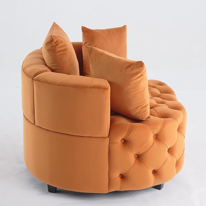 Oversized Accent Chair for Living Room &amp Bedroom Barrel Chair Large Velvet Chair Sofa Lounge Chair Leisure Club Upholstered Armchair with 3 Pillows &amp Wood Legs