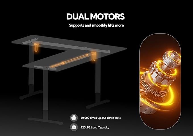 Claiks L Shaped Standing Desk Adjustable Height Dual Motor Electric Corner Standing Desk 63x55 inch with Splice Board Bamboo