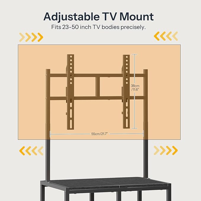 HOOBRO Small TV Stand with Wheels and Mount for 50 Inch TVs Mobile Rolling TV Stand with Storage Shelves Small Entertainment Center for Living Room Bedroom Study Black BB37DS01