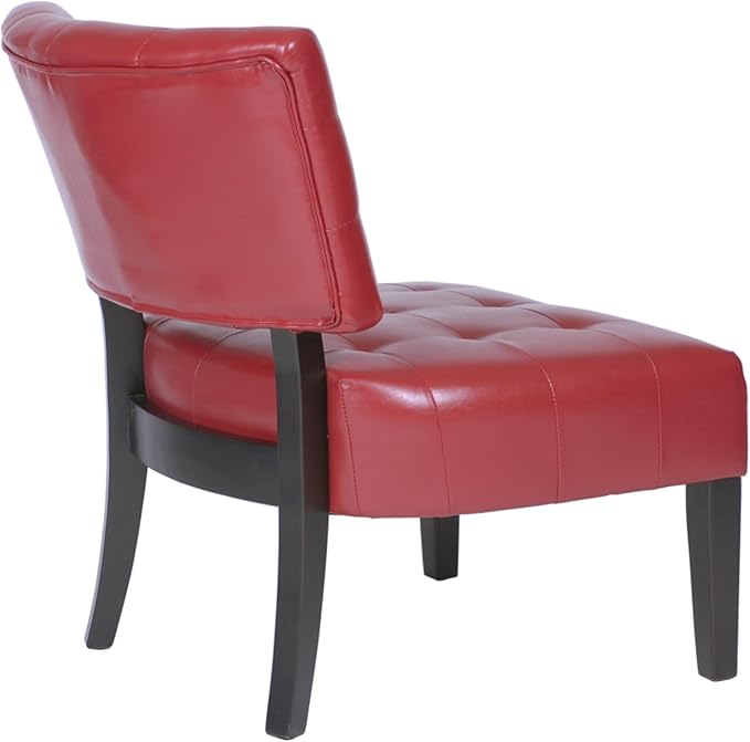 Contemporary Tufted Oversized Accent Chair with Plush Boucle Fabric and Faux Leather Options Kiln-Dried Hardwood Frame Deep Cushion Seat Ergonomic Back Support Versatile Living Room Chair (Red)