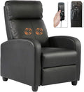 Home Recliner Chair Massage Single Sofa Wingback Recliner Sofa Reading Chair Modern Reclining Chair Home Theater Seating Modern Reclining Easy Lounge with Padded Seat Backrest Black