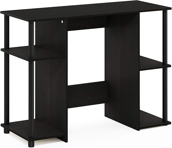 Furinno JAYA Desk 38.4 Wide Gaming Desk Computer Study Desk Office Desk with Side Shelves Open Storage for Home Office Bedroom Dorm Study Room Espresso