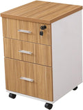 Wooden Desktop Storage Box with Lockable Drawers - Mobile File Cabinets - Desktop Storage Cabinet with Drawers - Wooden Nightstand Office Document Cabinet StorageC