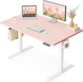OffiGo Electric Height Adjustable Standing Desk 40 Inch Pink Computer Desk for Women Girls Sit Stand Table for Home Office Bedroom