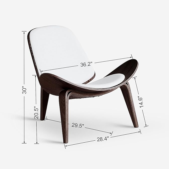 OAKHAM Shell Chair for Living Room Ergonomic Plywood Accent Mid Century Modern Chair with Protective Floor Caps Stylish Seating for Bedroom &amp Home Office (Ebony Brown)