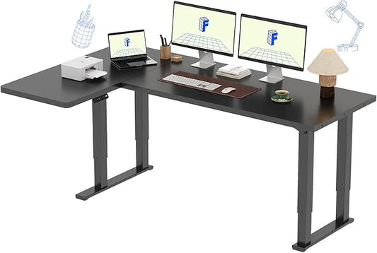 FLEXISPOT 4-Leg L-Shaped Standing Desk 71 x 43 Inches Electric Height Adjustable Desk with Memory Controller 220lb Load Capacity Reversible L/R Corner Desk for Home Office Gaming &amp Study Blac