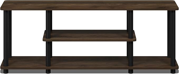Furinno Turn-N-Tube No Tools 3D 3-Tier Entertainment TV Stand up to 50 inch TV Round Tubes Columbia Walnut/Black