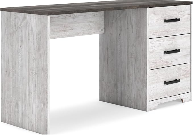 Signature Design by Ashley Shawburn Farmhouse 3-Drawer 54 Home Office Desk White &amp Gray