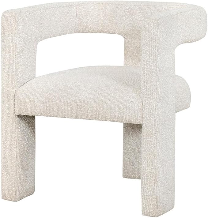Pemberly Row Modern Fabric Upholstered Accent Side Chair White Bouclé 29.5 H x 26 W x 24.5 D Curved Arms Foam Cushion No Assembly Required Ideal for Living Room or Bedroom