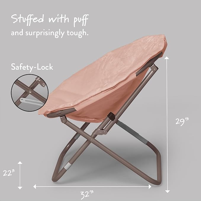 Urban Lifestyle Faux Fur Saucer Chair with Metal Frame One Size Blush