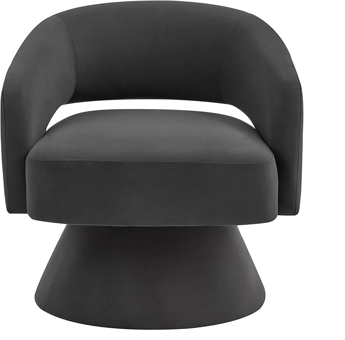 GDFStudio Swivel Barrel Chair Accent Arm Chair for Living Room Upholstered Velvet Round Reading Armchair Modern 360 Degree Comfy Swivel Chair with Open Backrest for Bedroom Office Dark Gray