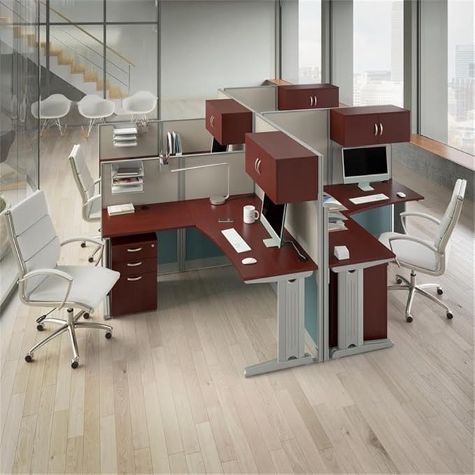 Bush Business Furniture Office in an Hour 3 Drawer Rolling File Cabinet in Hansen Cherry | Mobile Under Desk Drawers for Letter Legal and A4-Size Document Storage