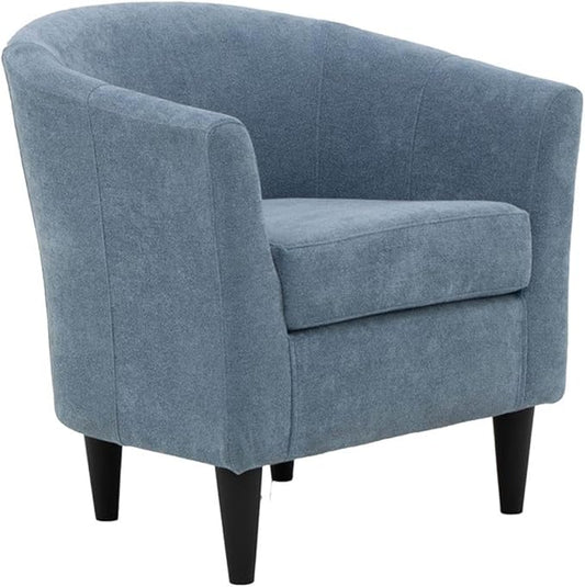 Pemberly Row Accent Chair 32 H x 30.5 W x 27.5 D Polyester Fabric Light Blue Finish Padded Seat Traditional Club Chair Design Durable Living Room or Home Office Seating