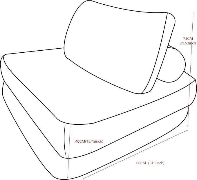 Camel Folding Sofa Bed - Convertible Sleeper Chair with Pillow &amp Back Support Comfy Foldable Mattress Portable Futon Fold Out Chair Bed for Living Room/Bedroom/Apartment