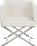 Safavieh Home Collection Celine White and Chrome Modern Glam Bonded Leather Cross Leg Chair