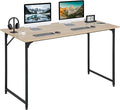 Dkelincs 47 Inch Computer Desk Home Office Desk Gaming Writing Desk Modern Simple Style Study Work Table with Metal Frame Large Legroom Adjustable Feet Water-Resistant Nature