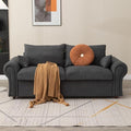 Panana Modern 2 Seater Loveseat Sofa Couch with Storage Dark Grey or Light Color Choice of Curved Sock or Track Arm Design (Dark Gray 3 Seater - Scroll Arms)