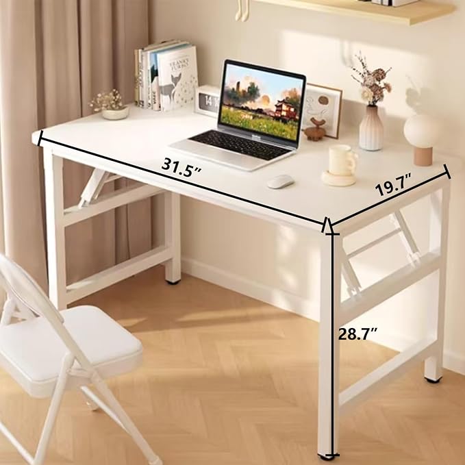 31.5 Inch Folding TableSquare Folding Desks for Small SpaceSmall Foldable Desk No AssemblyBlack.