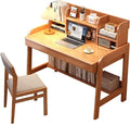 Solitar Soild Wood Computer Desk with HutchHome Office Desk Study Writing Desk with Shelves for Small SpaceSpace Saving PC Work Desk for Bedroom &amp Apartment(80x60x105cm(31x24x41in) Yellow)