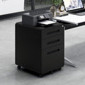 Modern 3-Drawer Mobile Filing Cabinet with Lock for Office or Home Use – Metal Storage Organizer for Letter Legal &amp A4 Files (YH-Black)