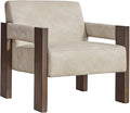 Signature Design by Ashley Adlanlock Contemporary Faux Leather Upholstered Accent Chair Beige &amp Dark Brown