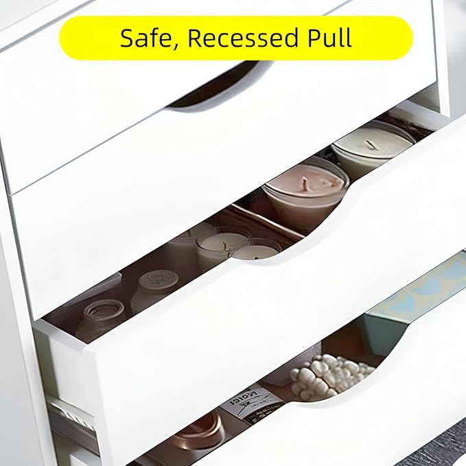 TUSY 7 Drawer Storage Organizer on Wheels Mobile File Cabinet with Locking Casters Tall Chest of Drawers for Home Office White Rolling Storage Drawers for Office Supplies