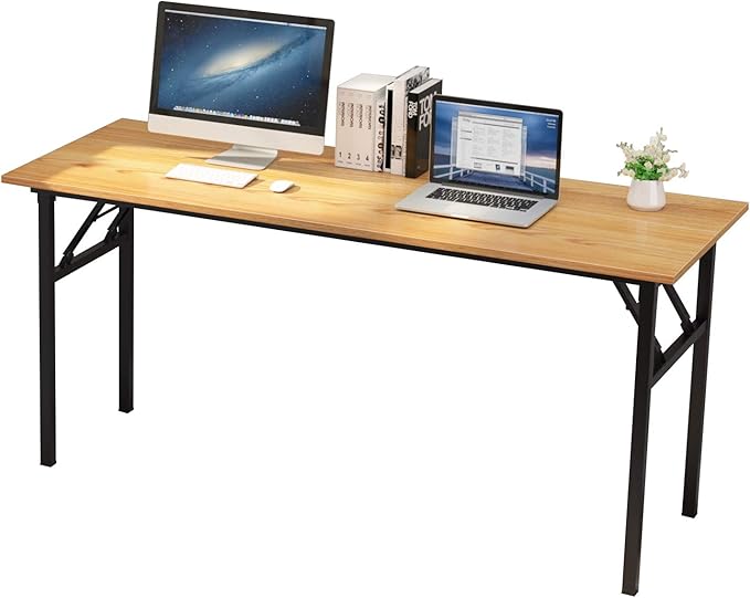 SogesGame Computer Desk62 Inch Large Desk Modern Simple Style Folding TablesHome Office Writing Desk Space Saving Foldable Table No Install Needed AC5BB-157-S8-US