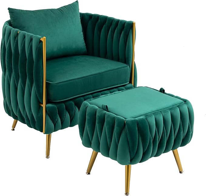 Accent Chair with Storage Ottoman Chair Tufted Barrel Chair Set Arm Chair for Living Room Bedroom