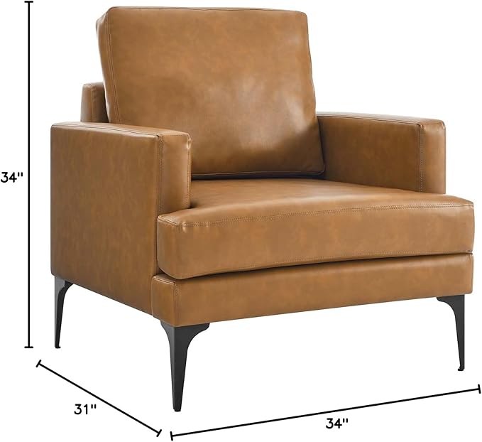 Modway Evermore Vegan Leather Upholstered Armchair Tan
