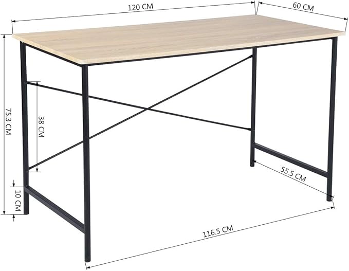 Generic 47.2“W x 23.6”D x 29.6“H Metal Frame Home Office Writing Desk Oak Black