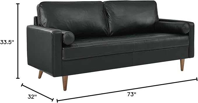 Modway EEI-4633-BLK Valour Leather Sofa Black