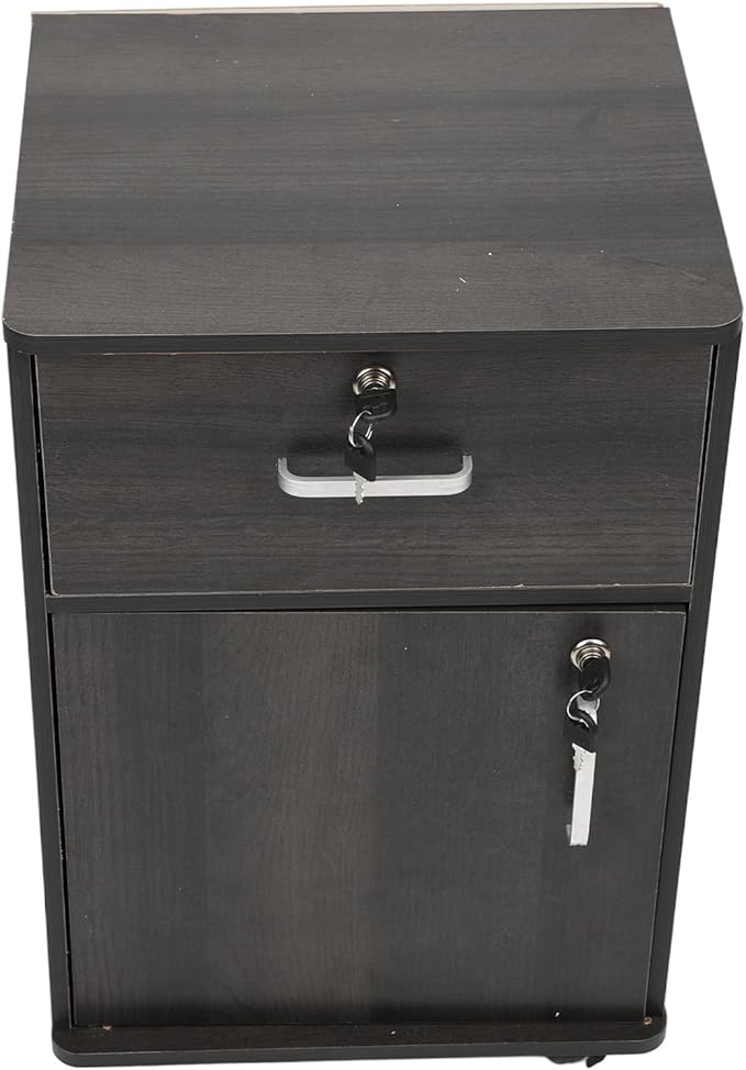 Under Desk Mobile File Cabinet Enhanced Safety Multiple Drawers Mobile File Cabinet for Home (Walnut Color)