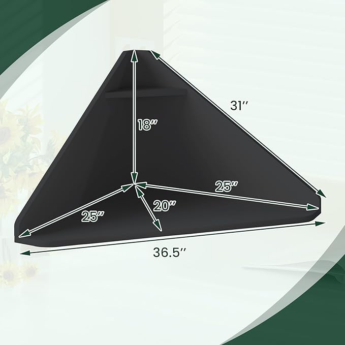 GOFLAME Floating Corner Desk Wall Mounted Triangular Computer Desk w/Storage Shelf Space-Saving Design 90° Wooden Floating Home Office Desk for Writing Working Studying (Black)