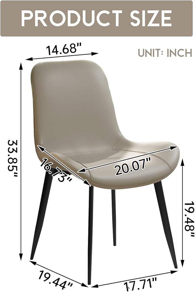 Dining Chair Set of 4 Faux Leather Accent Side Chair with Padded Back Metal Legs for Living Room for Living Room Bedroom Offices