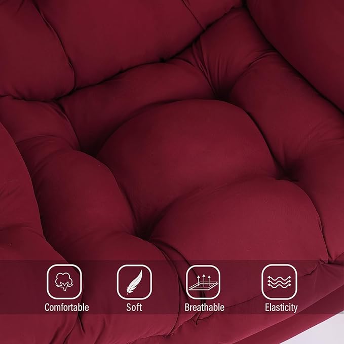 Welnow Lazy Chair for Living Room Modern Reading Accent Chair with Armrests and a Side Pocket Leisure Upholstered Lazy Sofa for Small Space Bedroom Dorm Burgundy