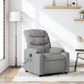 Light Grey Massage Recliner Chair USB Vibration Breathable Fabric Adjustable Single Seater for Living Room Bedroom Reading 242.5 lbs Capacity