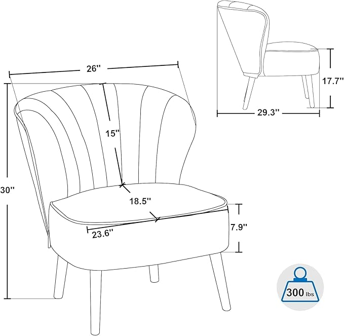MCombo Velvet Accent Chair Tufted Club Chairs Upholstered Side Chair with Legs Vanity Chair for Living Room Bedroom 4720 (2 Cream White)