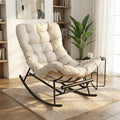 GAOMON Papasan Rocking Chair with Foot Rest and Thick Waterproof Cushion Ergonomic Papasan Chair with Metal Frame &amp PE Rattan Lounge Chairs for Patio Garden Lawn Living Room and Relaxation Spac