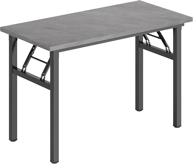 DlandHome Folding Desk Small Desk 31.5 inches Small Computer Desk for Home Office Folding Table Writing Table for Small Spaces No Assembly Required Grey &amp Black Frame