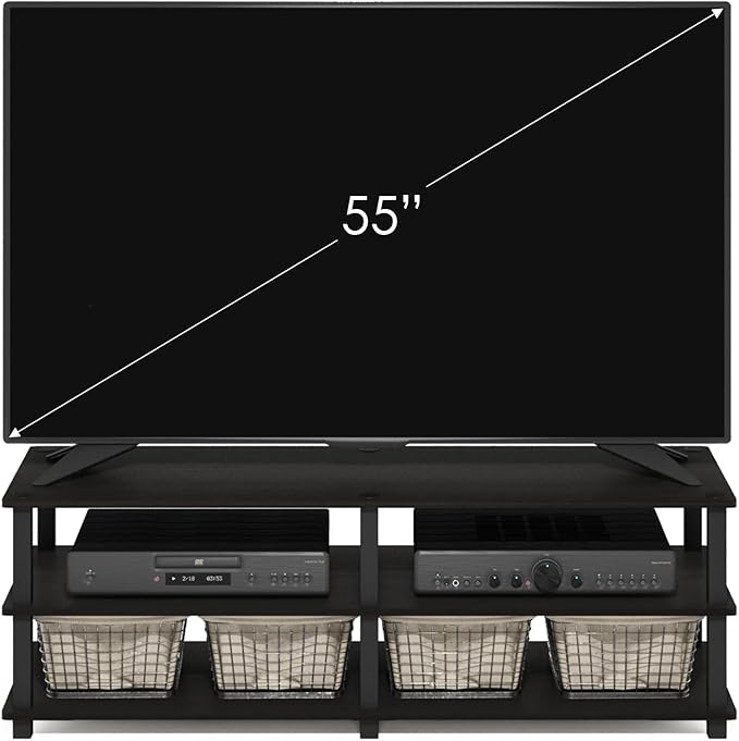 Furinno TURN-S-TUBE TV Stand 3-Tier No Tools Entertainment Center TV Console for TV up to 46 Inch for Living Room Bedroom Espresso