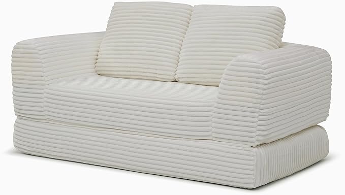 Foldable Boneless Love Seat Couches in a Box Modern Floor Foam Sleeper Sofa Bed 2-in-1 Convertible Cloud Sofa for Home Apartments Bedroom