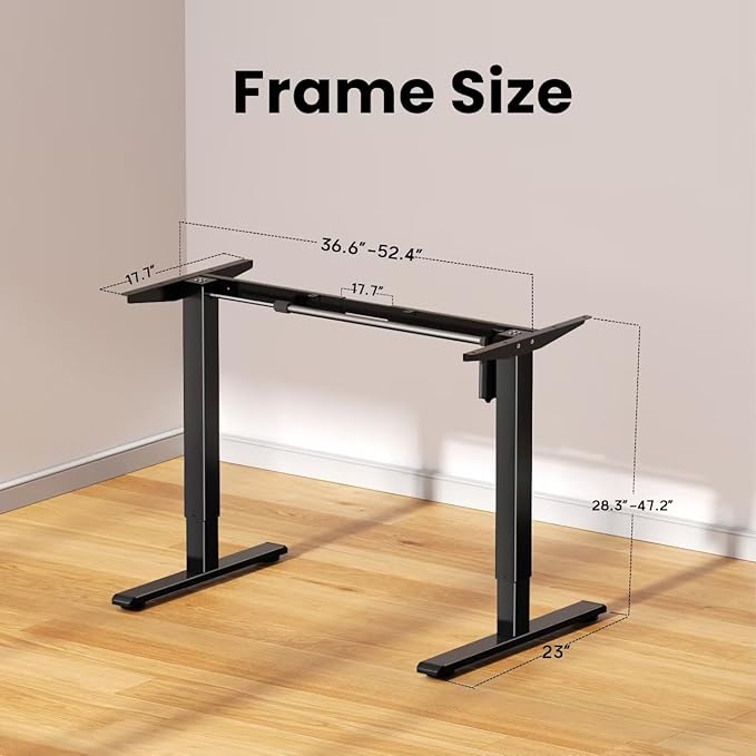 Electric Standing Desk FrameMemory Controller Height Adjustment176lbs Weight CapacityFor 37 to 77.5 DesktopErgonomic Sit Stand Desk Base for Home OfficeBlack Frame Only