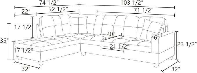 NicBex L Shaped Couch Sectional Couches for Living Room Morden Sofa Couch Upholstered Futon Sofa Bed with Chaise and Back Cushions for Reception Room and Apartment Red and Black