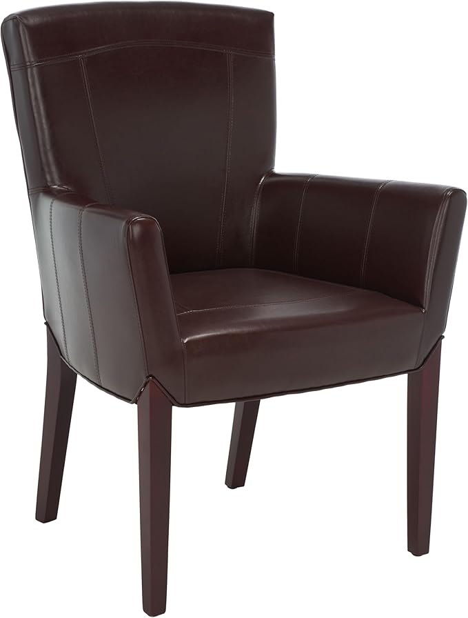 Safavieh Hudson Collection Greenwich Bicast Leather Arm Chairs Brown